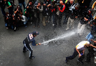 Illustration for article titled Mark Webber Celebrating His Maiden Formula One Victory